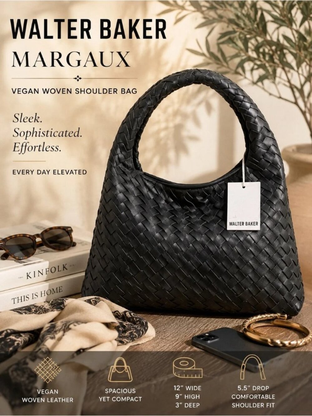 NWT Walter Baker Black Vegan "The Margaux"
